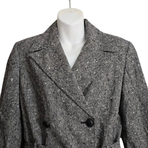 Neiman Marcus Vintage Wool Double Breasted Waist Tie Pea Coat Size 10 - Picture 3 of 7